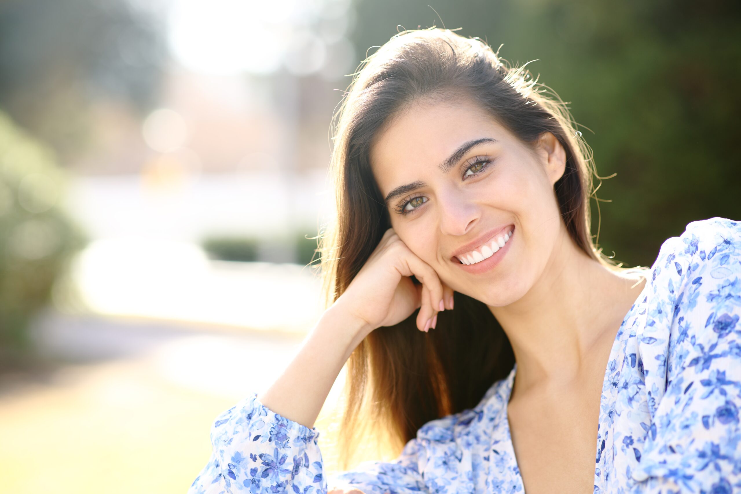 attractive woman showing off her perfect smile in Provo