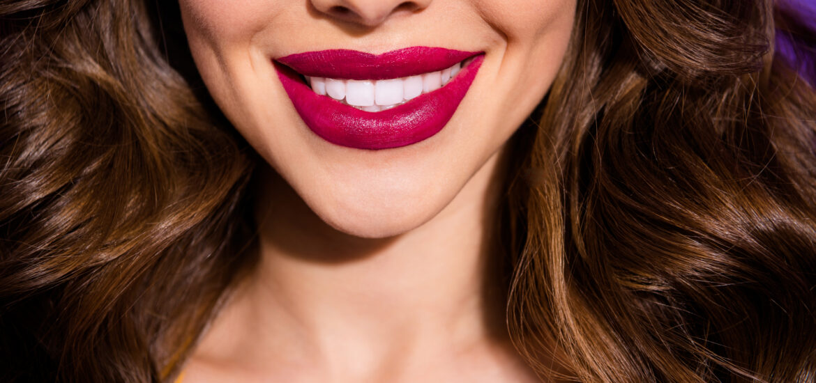 close-up, cropped woman, porcelain veneers